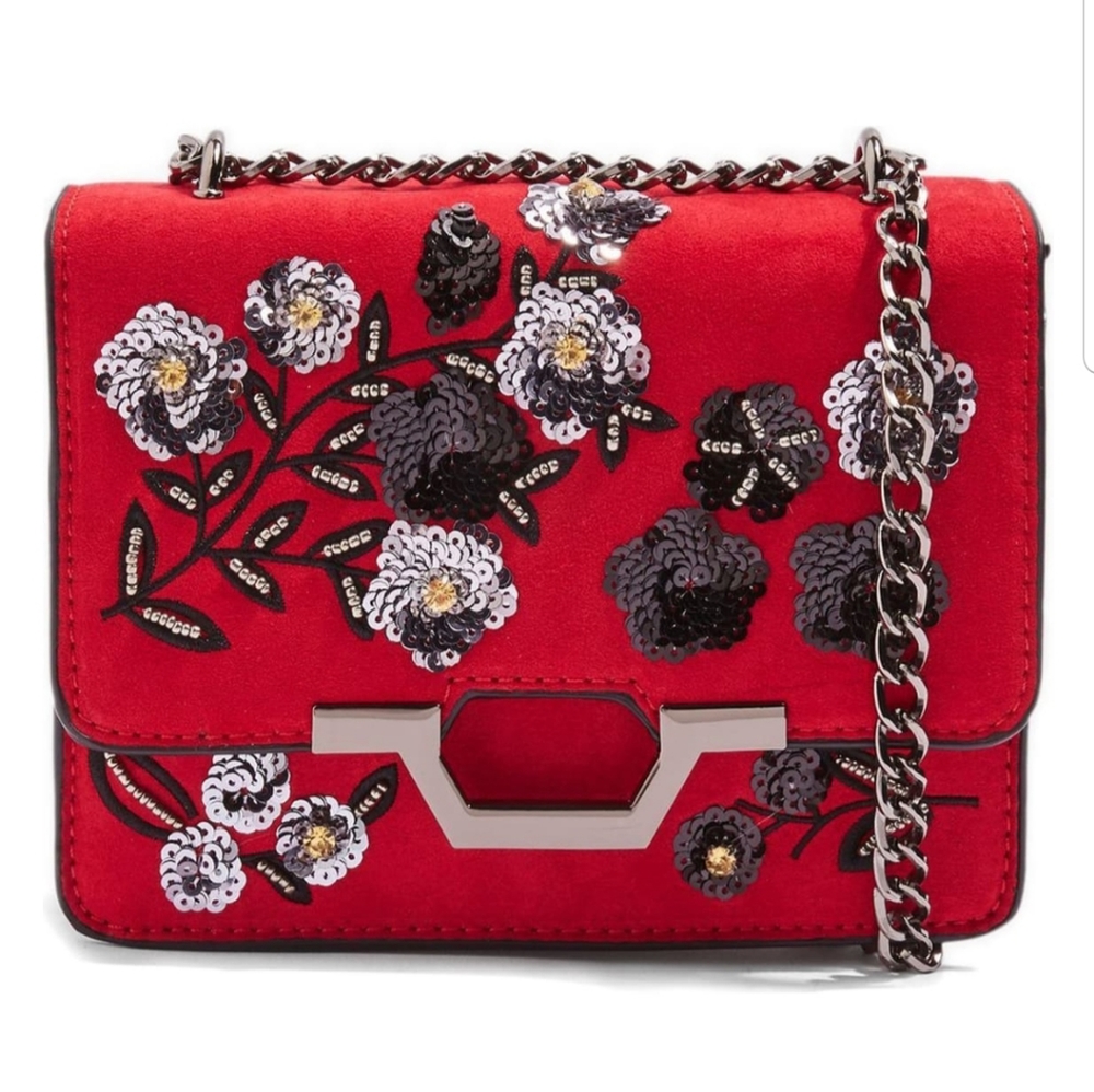 Kylie Embellished Faux Suede Crossbody Bag